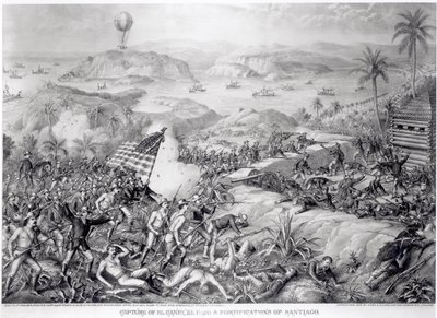 The Capture of El Caney, El Paso and Fortifications of Santiago, July 1898 by American School